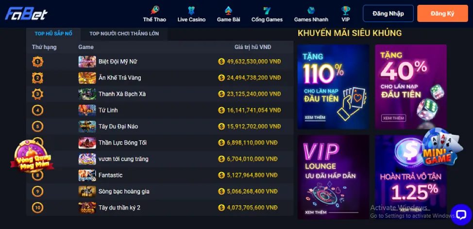 Hoàn trả casino 5699win
